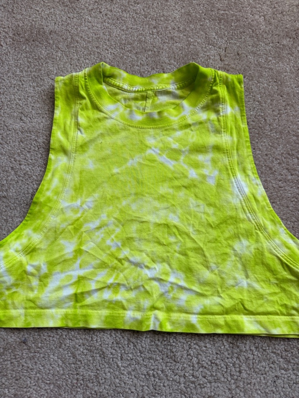 lululemon athletica Neon Yellow Tie-Dye Crop Tank